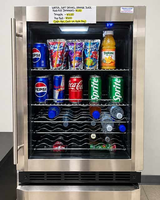 The drink cooler at Steff Motors