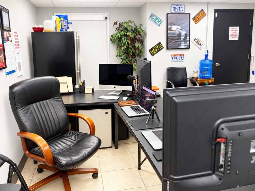 Inside the Steff Motors office in Charlotte